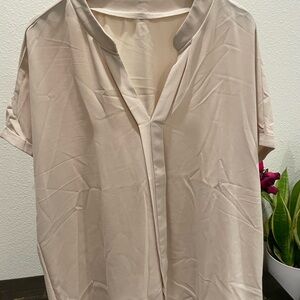 SHEIN Women's Cream Short Sleeve Blouse